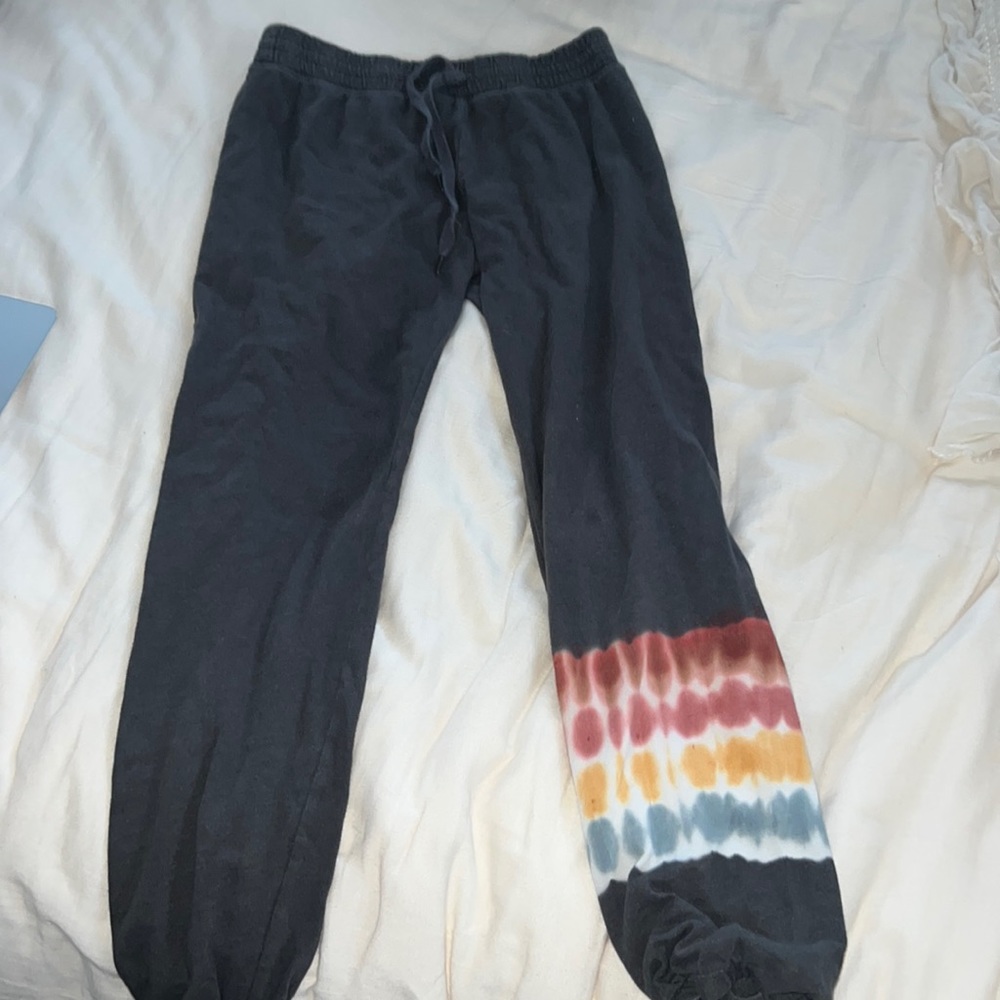 Grey, rainbow bottom, PJ Salvage, sweatpants, XS.